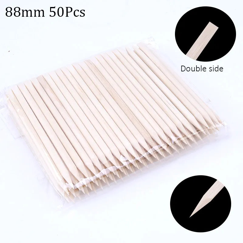 Nail Art Pusher Orange Wood Sticks Cuticle Pusher 100/50pcs