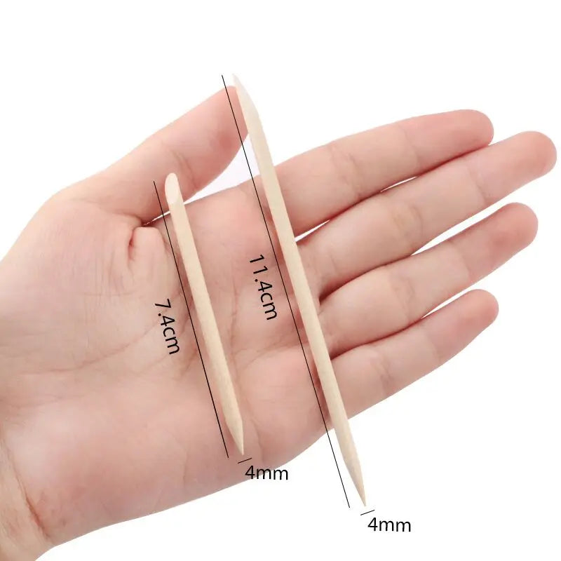 Nail Art Pusher Orange Wood Sticks Cuticle Pusher 100/50pcs