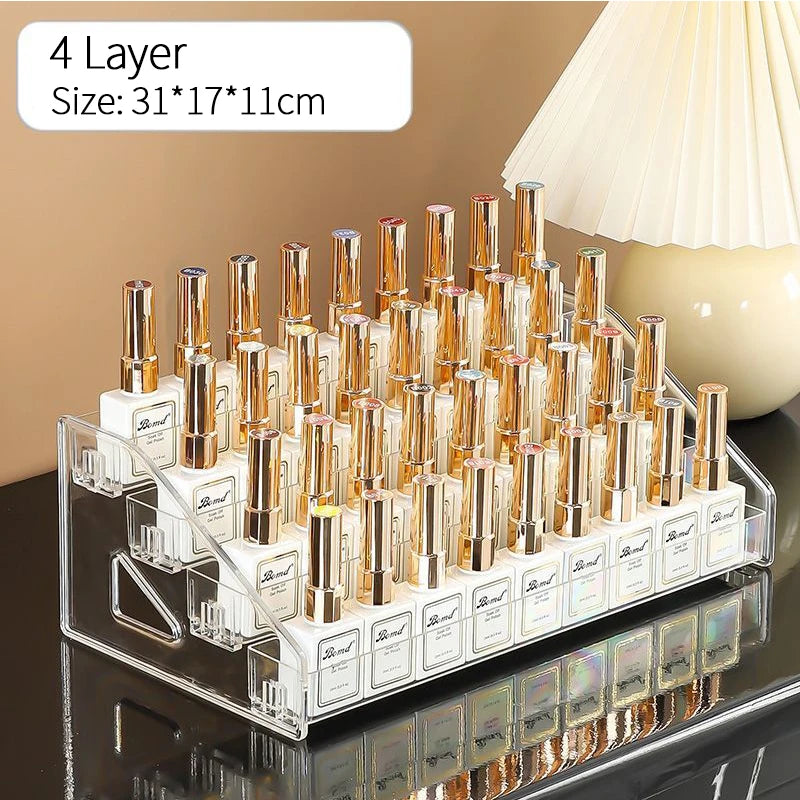 Layers Acrylic Nail Polish Display Rack Transparent Cosmetic Organizer 3/4/5/6/7