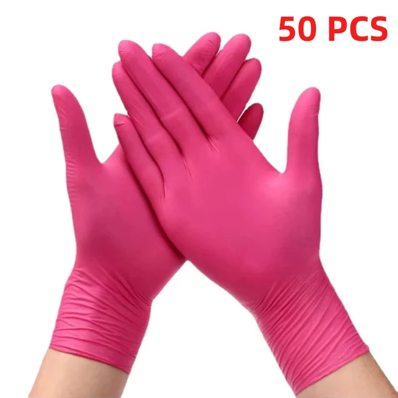 Nitrile Disposable Gloves Pink/Black 20/50/100PCS Powder Latex Free Cleaning Gloves