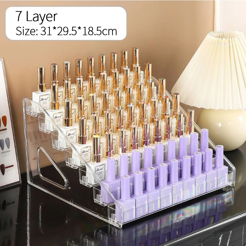Layers Acrylic Nail Polish Display Rack Transparent Cosmetic Organizer 3/4/5/6/7