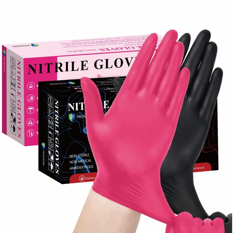 Nitrile Disposable Gloves Pink/Black 20/50/100PCS Powder Latex Free Cleaning Gloves