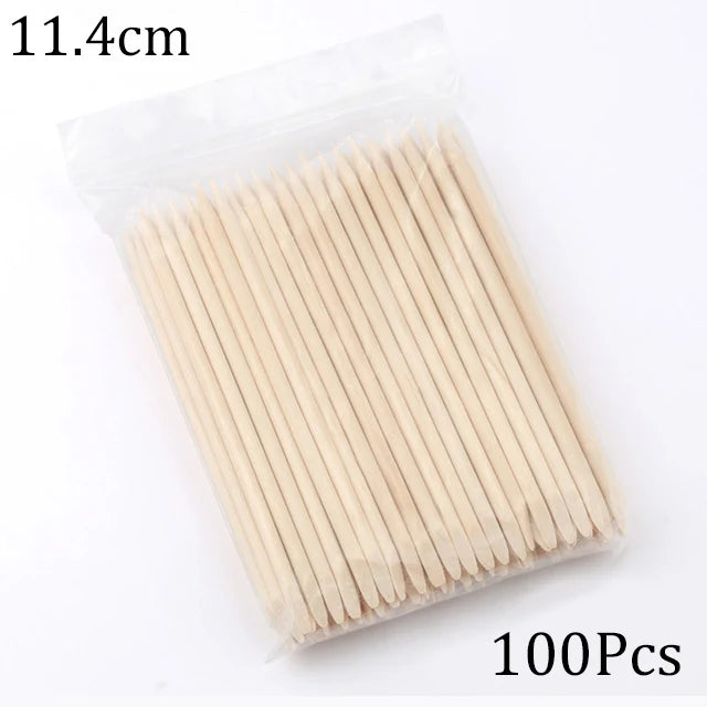Nail Art Pusher Orange Wood Sticks Cuticle Pusher 100/50pcs