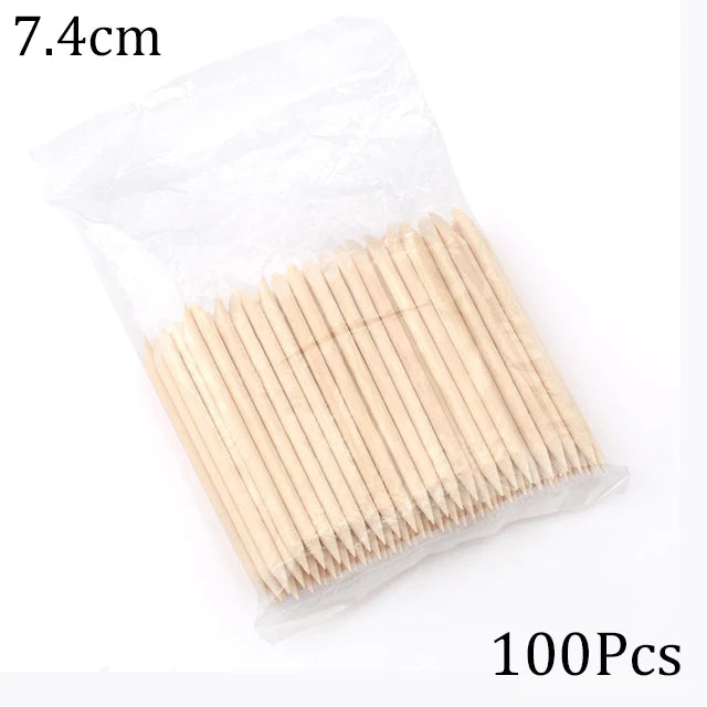 Nail Art Pusher Orange Wood Sticks Cuticle Pusher 100/50pcs