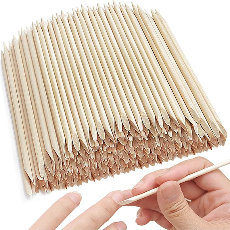 Nail Art Pusher Orange Wood Sticks Cuticle Pusher 100/50pcs