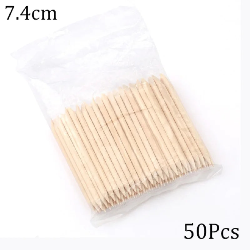 Nail Art Pusher Orange Wood Sticks Cuticle Pusher 100/50pcs